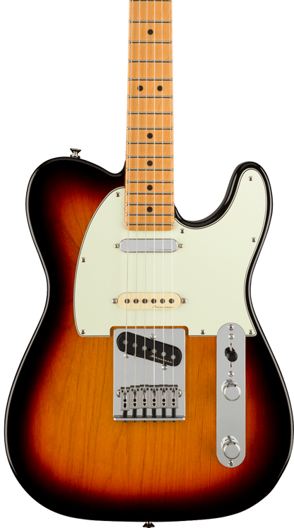 Front of Fender Player Plus Nashville Telecaster MP 3-Color Sunburst.