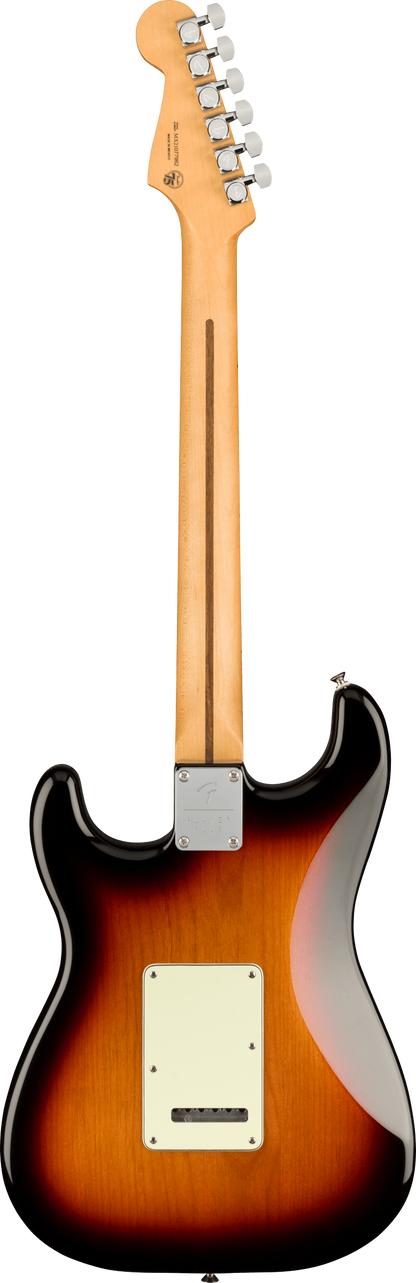 Back of Fender Player Plus Stratocaster HSS MP 3-Color Sunburst.