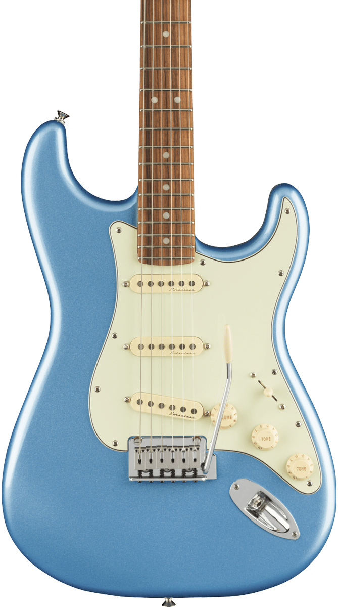 Front of Fender Player Plus Stratocaster PF Opal Spark.