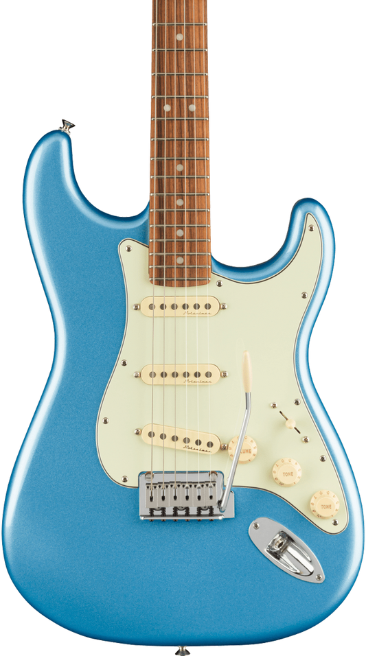 Front of Fender Player Plus Stratocaster PF Opal Spark.