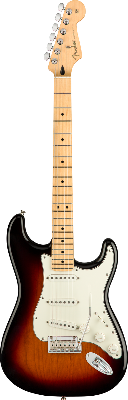 Full frontal of Fender Player Stratocaster MP 3-Color Sunburst.
