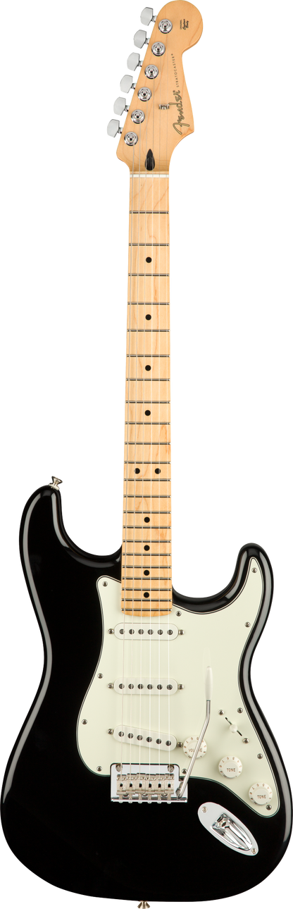 Full frontal of Fender Player Stratocaster MP Black.