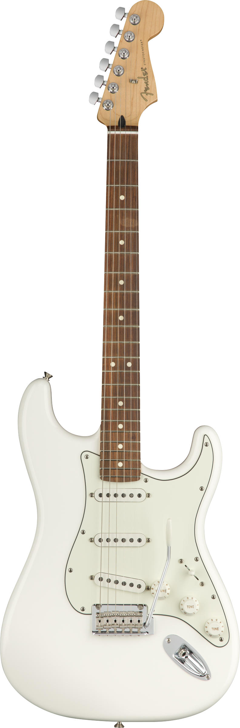 Full frontal of Fender Player Stratocaster PF Polar White.