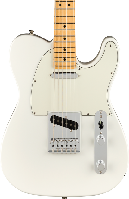 Front of Fender Player Telecaster MP Polar White.