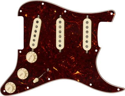 Front of Fender Pre-Wired Strat Pickguard Custom Shop Texas Special SSS Tortoise Shell 11 Hole PG.