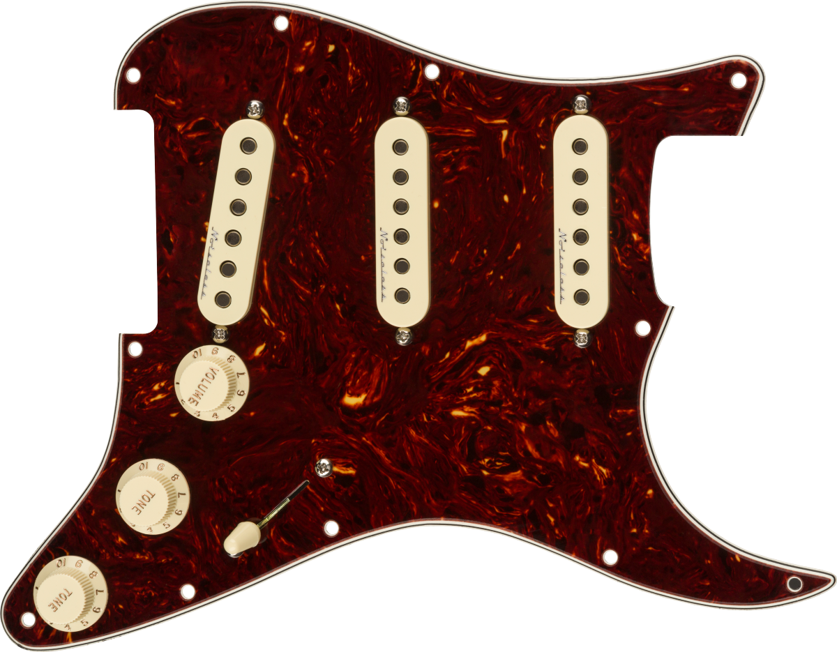 Fender Pre-Wired Strat Pickguard Hot Noiseless SSS Tortoise Shell 11 Hole