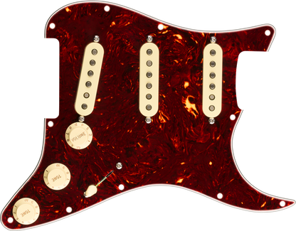 Front of Fender Pre-Wired Strat Pickguard Original '57/'62 SSS Tortoise Shell 11 Hole.