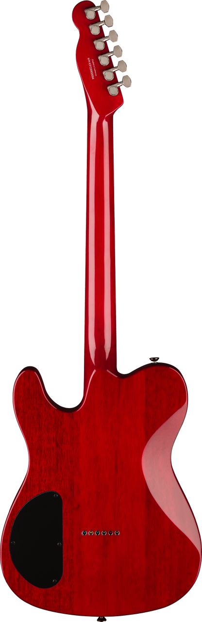 Back of Fender Special Edition Custom Telecaster FMT HH Crimson Red Transparent.