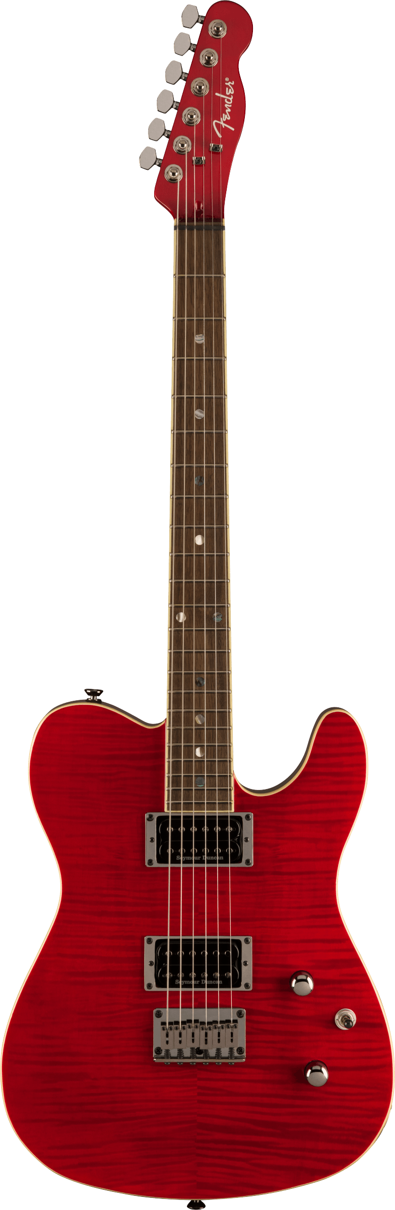 Full frontal of Fender Special Edition Custom Telecaster FMT HH Crimson Red Transparent.