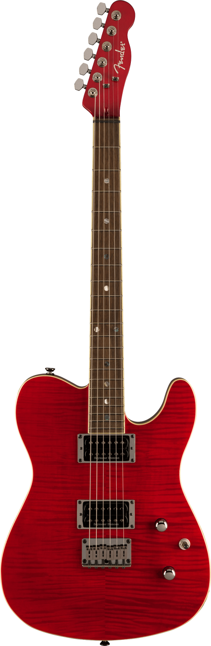Full frontal of Fender Special Edition Custom Telecaster FMT HH Crimson Red Transparent.
