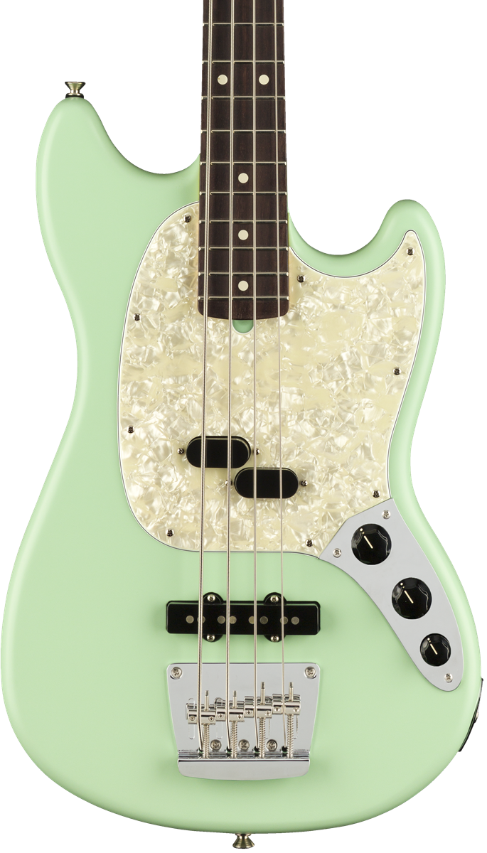 Fender American Performer Mustang Bass RW Satin Surf Green w/bag