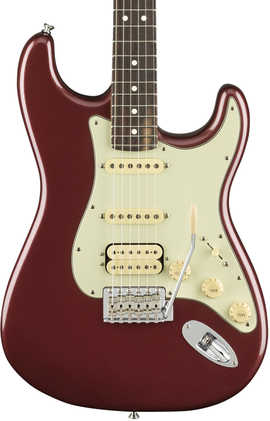 Front of Fender American Performer Stratocaster HSS RW Aubergine.