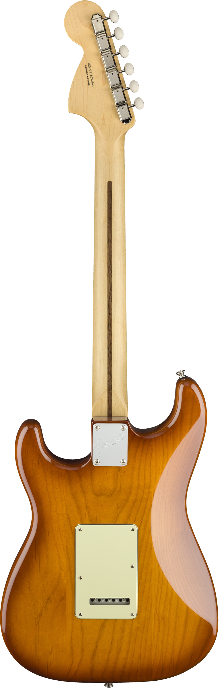 Back of Fender American Performer Stratocaster RW Honey Burst.