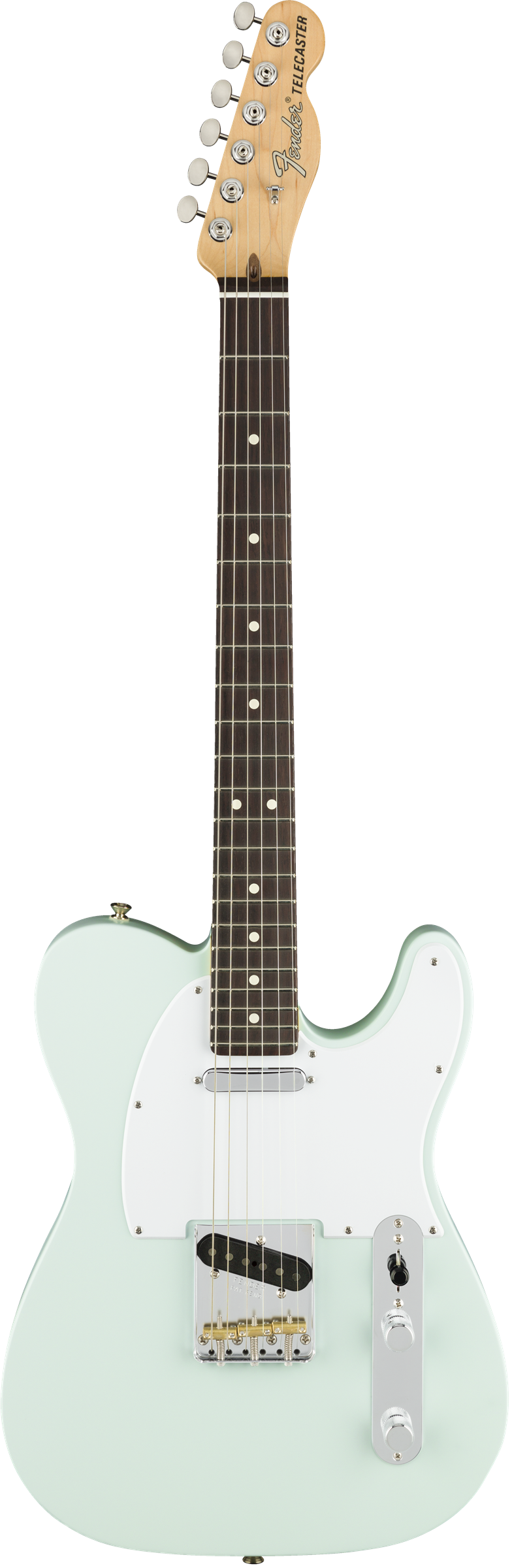 Full frontal of Fender American Performer Telecaster RW Satin Sonic Blue.