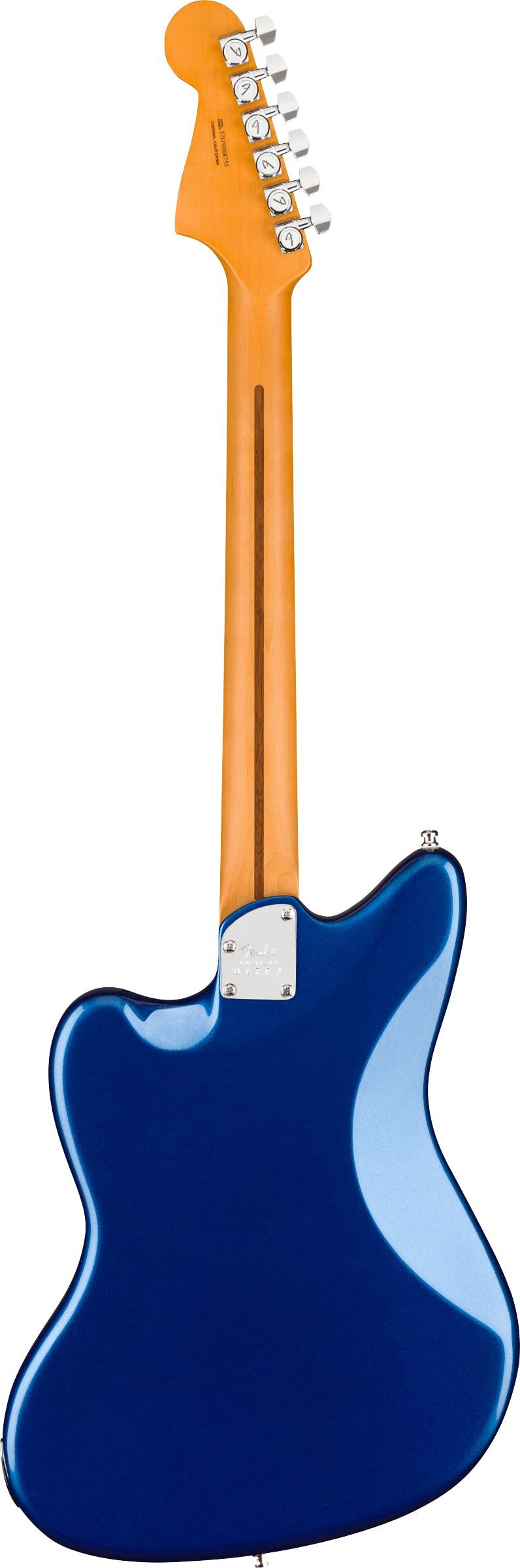 Back of Fender American Ultra Jazzmaster MP Cobra Blue.