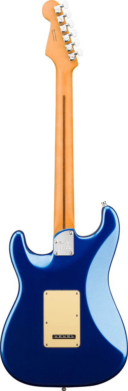 Back of Fender American Ultra Stratocaster HSS RW Cobra Blue.