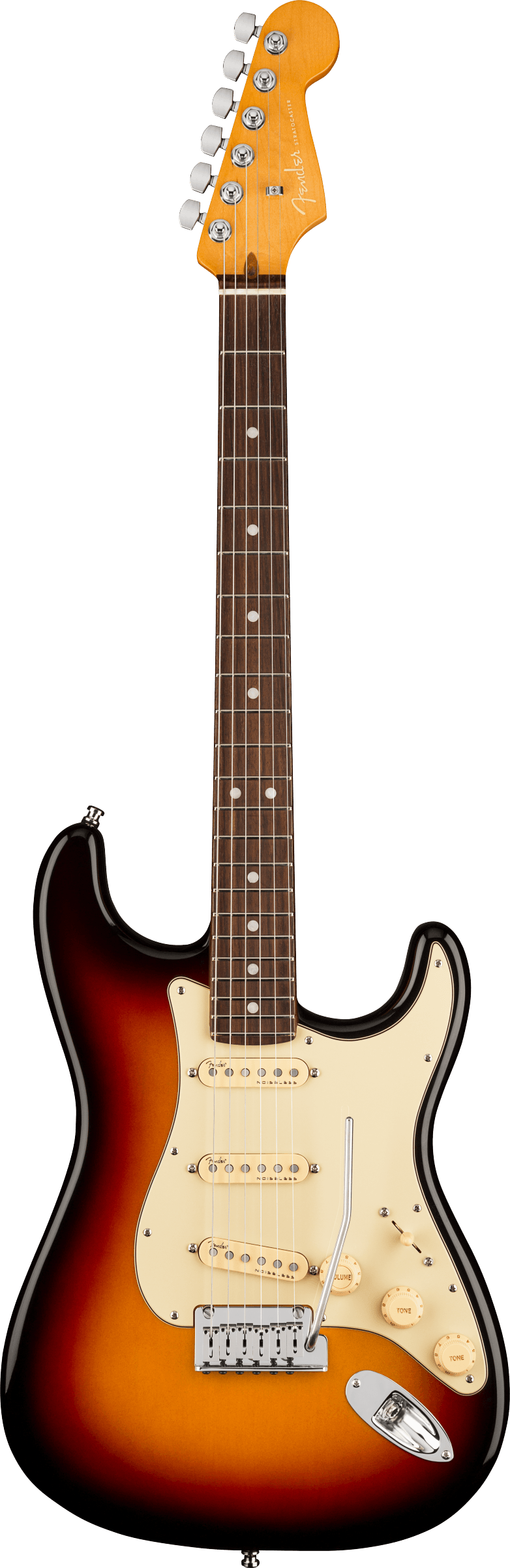 Full frontal of Fender American Ultra Stratocaster RW Ultraburst.