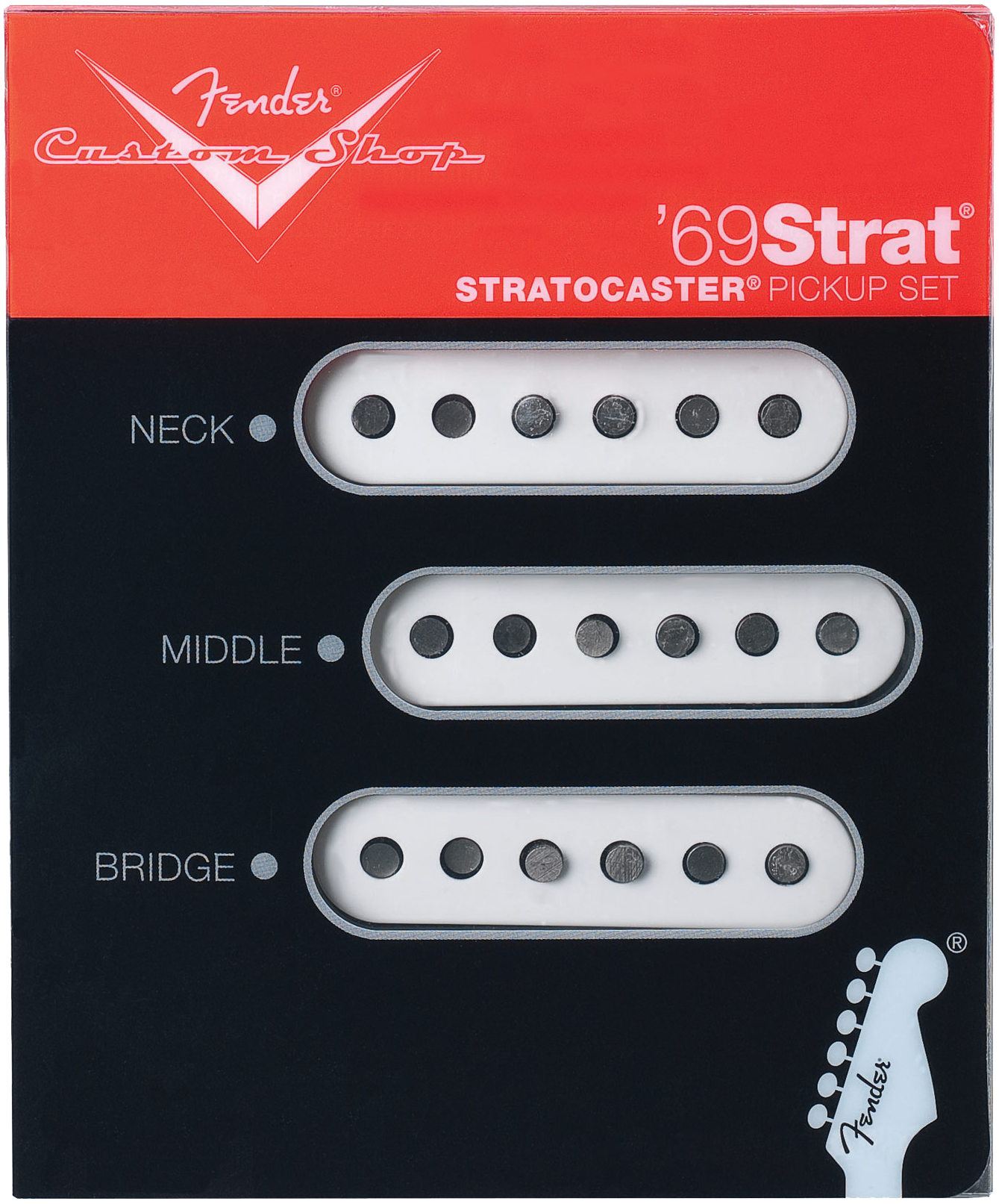Front of Fender Custom Shop Custom ’69 Strat Set of 3 Pickups packaging.