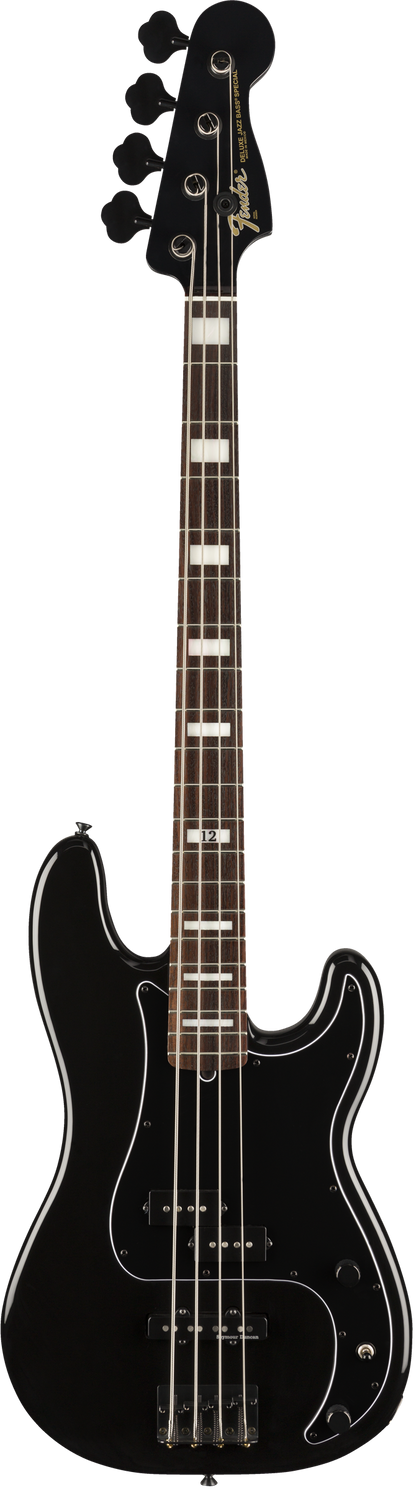 Full frontal of Fender Duff McKagan Deluxe Precision Bass RW Black.