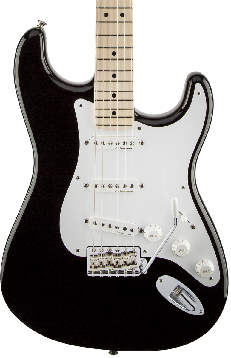 Front of Fender Eric Clapton Stratocaster MP Black.