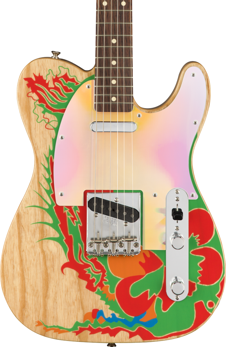 Front of Fender Jimmy Page Telecaster "Dragon" RW Natural.