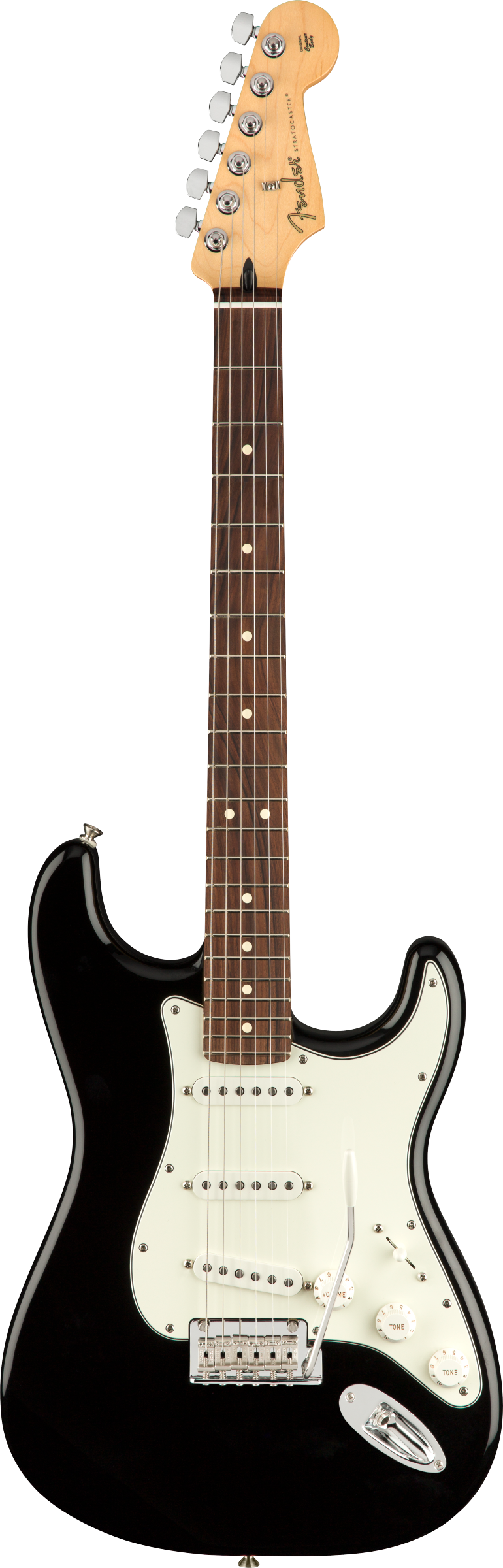 Full frontal of Fender Player Stratocaster PF Black.