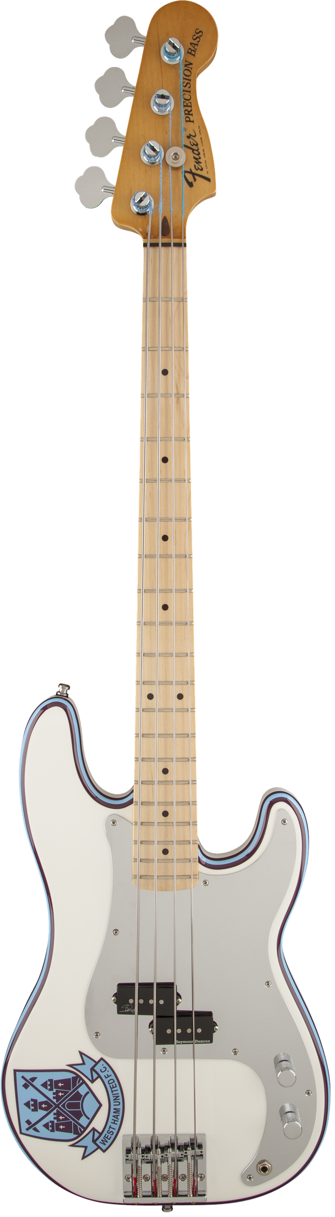 Full frontal of Fender Steve Harris P Bass Maple Oly White.