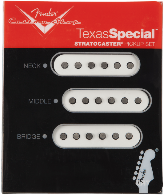 Front of Fender Texas Special Strat pickups Set of 3 packaging.