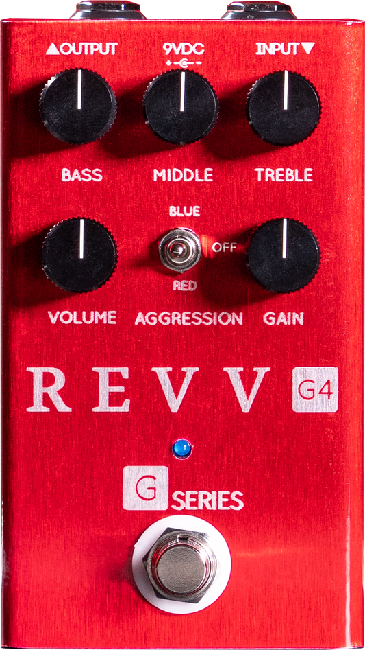 Top down of Revv G4 Preamp/Overdrive/Distortion Red.