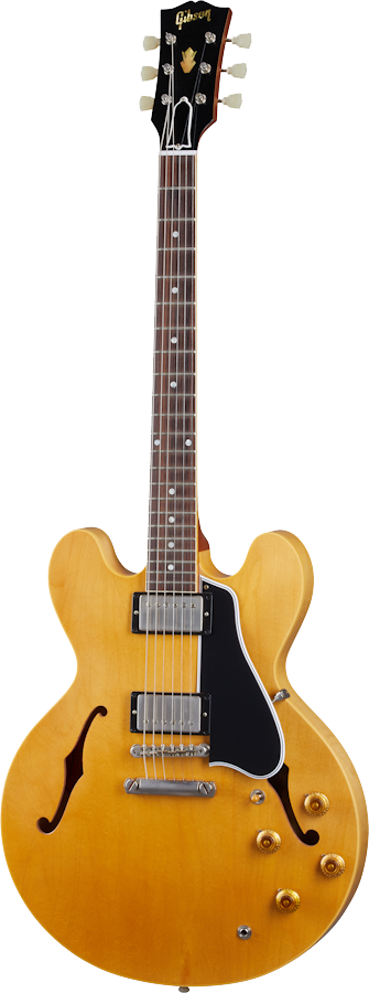 Full frontal of Gibson Custom Shop 1959 ES-335 Reissue Vintage Natural Murphy Lab Ultra Light Aged.