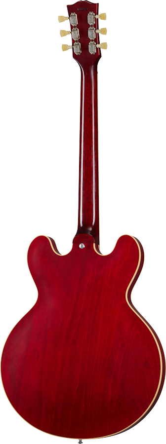 Back angle of Gibson Custom Shop Murphy Lab 1961 ES-335 Reissue 60s Cherry Ultra Light Aged.