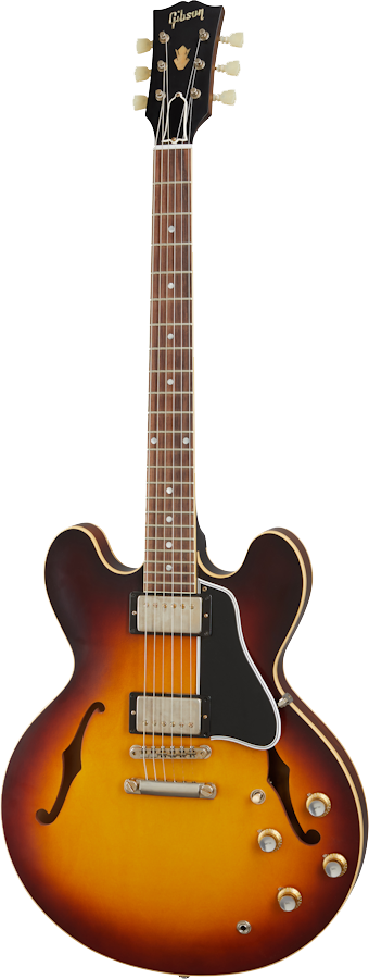 Full frontal of Gibson Custom Shop 1961 ES-335 Reissue VOS Vintage Burst.
