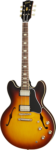 Full frontal of Gibson Custom Shop 1964 ES-335 Reissue VOS Vintage Burst.