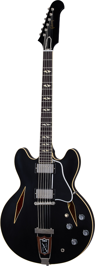 Full frontal of Gibson Custom Shop 1964 Trini Lopez Standard Reissue Murphy Lab Ultra Light Aged Ebony.