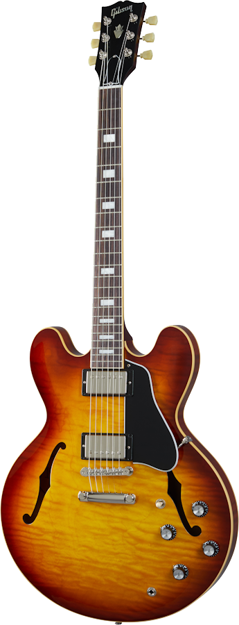 Full frontal of Gibson ES-335 Figured Iced Tea.