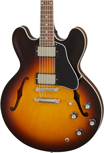 Front of Gibson ES-335 Satin Vintage Burst.