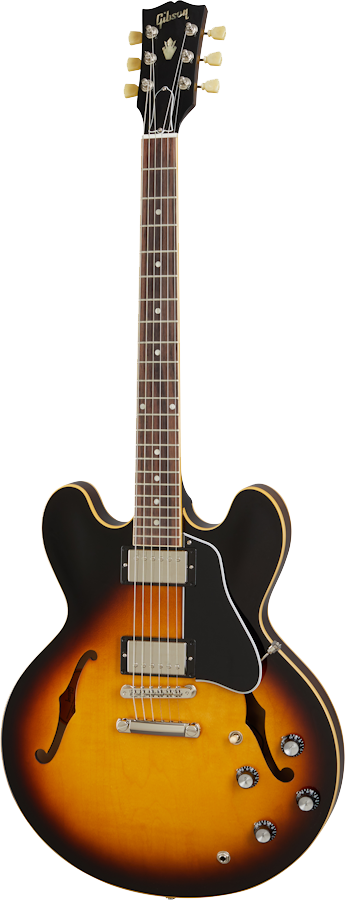 Full frontal of Gibson ES-335 Vintage Burst.