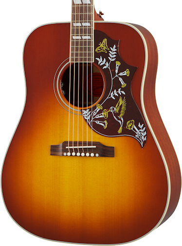 Front of Gibson Hummingbird Original Heritage Cherry Sunburst.