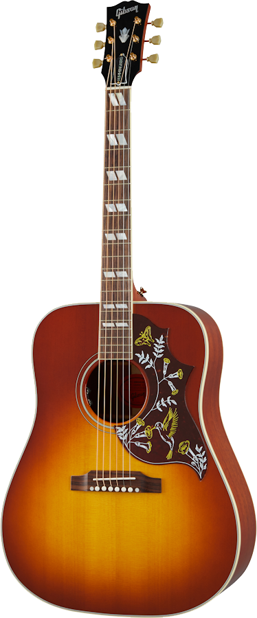Full frontal of Gibson Hummingbird Original Heritage Cherry Sunburst.