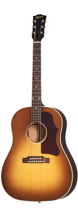 Full frontal of Gibson J-45 Faded 50's Faded Vintage Sunburst.