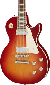 Front of Gibson Les Paul Deluxe 70s Cherry Sunburst.