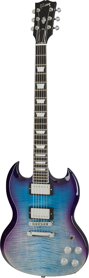 Full front angle of Gibson SG Modern Blueberry Fade.