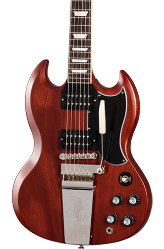 Front of Gibson SG Standard '61 Maestro Vibrola Faded Vintage Cherry.