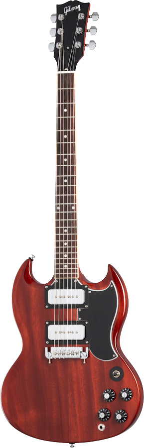 Full frontal of Gibson Tony Iommi 'Monkey' SG Special Vintage Cherry.