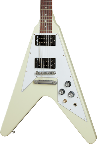Front of Gibson '70s Flying V Classic White.