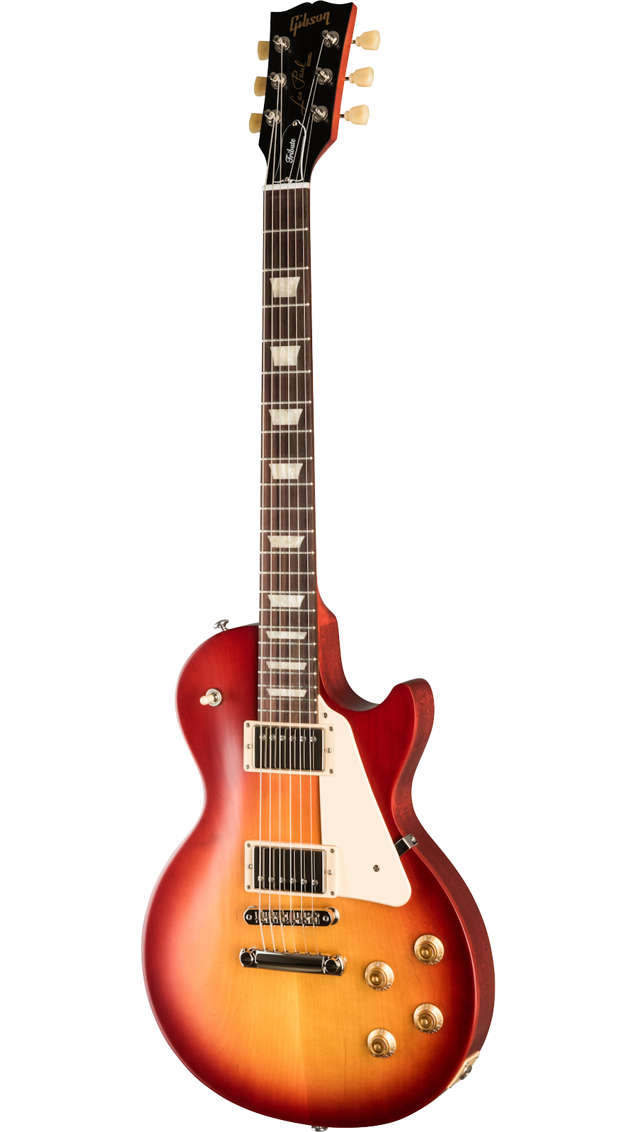 Full frontal of Gibson Les Paul Tribute Satin Cherry Sunburst.