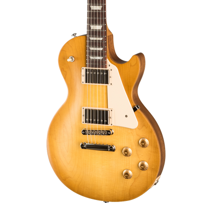 Front angle of Gibson Les Paul Tribute Satin Honeyburst.