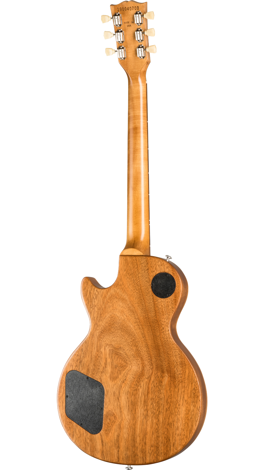 Wooden back of Gibson Les Paul Tribute electric guitar in Tobacco Burst Tone Shop Guitars DFW