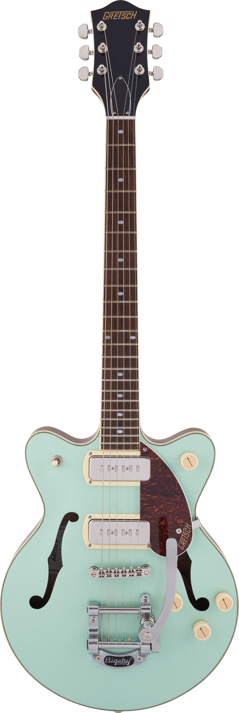Gretsch G2655T-P90 Streamliner Center Block Jr. Double-Cut P90 w/Bigsby Two-Tone Mint Metallic ~and Vintage Mahogany Stain