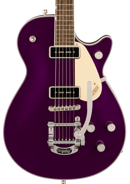 Front of Gretsch G5210T-P90 Electromatic JetTwo 90 Single-Cut with Bigsby Amethyst.
